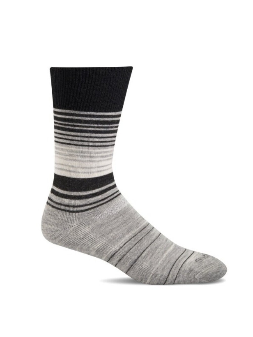 Sockwell▪️M/L Easy Does It Black&Gray Striped Crew Wool Socks Diabetic Friendly